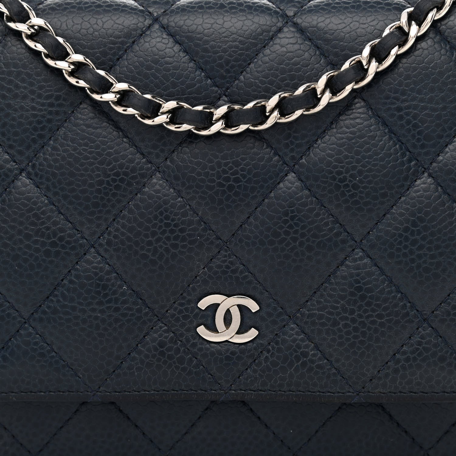 Chanel Caviar Quilted Wallet On Chain WOC Navy Blue 9 of 12