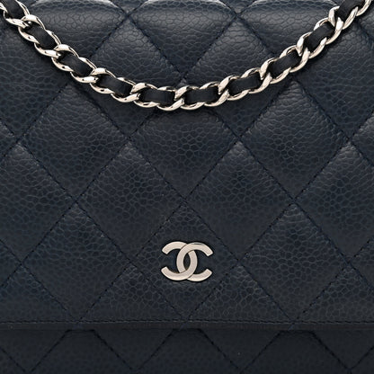Chanel Caviar Quilted Wallet On Chain WOC Navy Blue 9 of 12