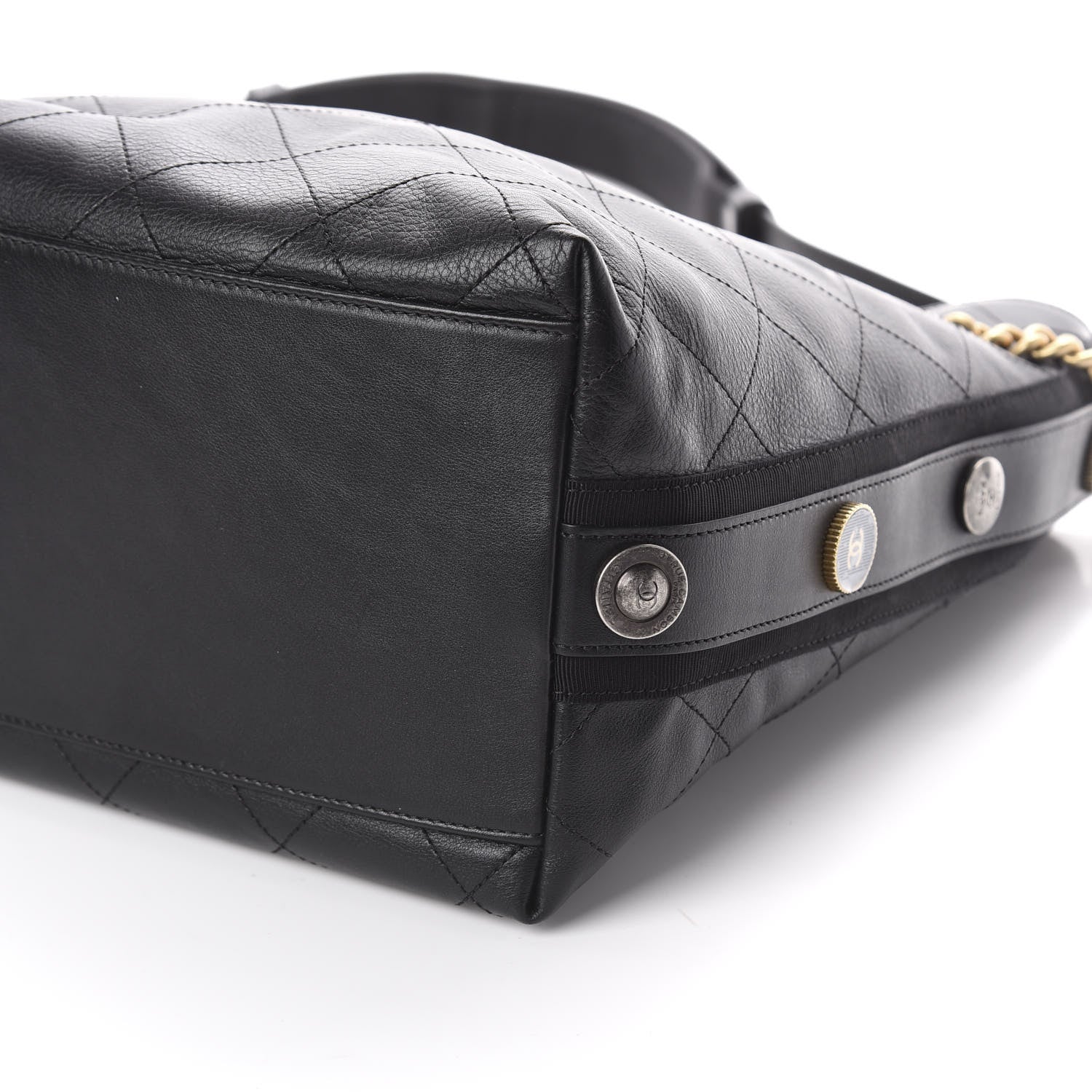 Chanel Calfskin Stitched Large Button Up Hobo Black 6 of 9