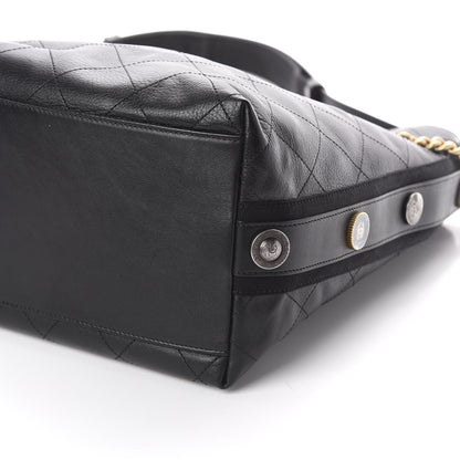 Chanel Calfskin Stitched Large Button Up Hobo Black 6 of 9