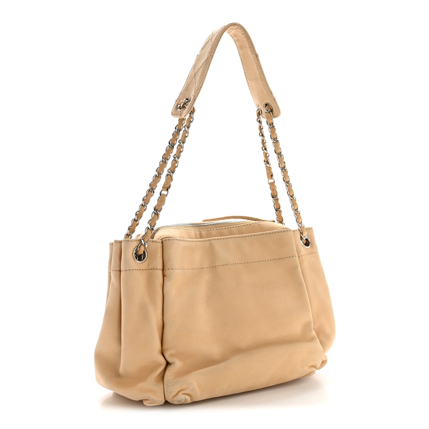 Chanel Lambskin Stitched Accordion Flap Tote Beige 1870865