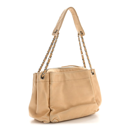Chanel Lambskin Stitched Accordion Flap Tote Beige 3 of 14