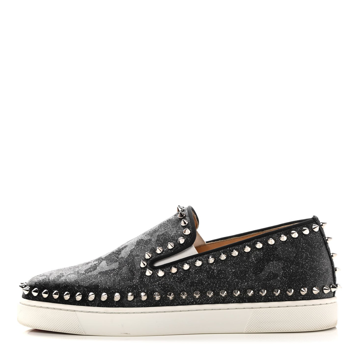 Glitter Spikes Womens Roller Boat Flat 38.5 Black