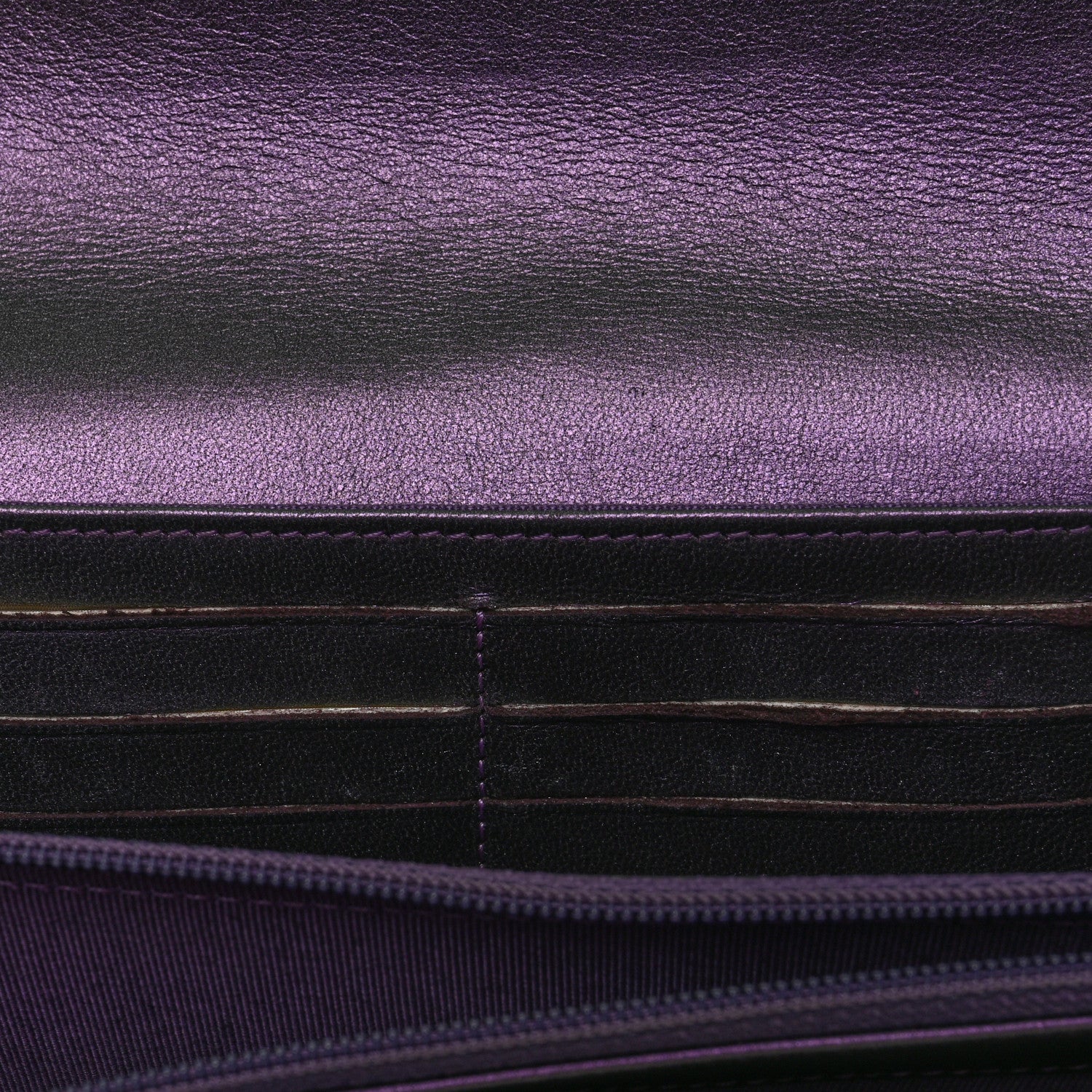 Chanel Iridescent Lambskin Quilted Large Gusset Flap Wallet Purple 9 of 16