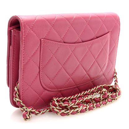 Chanel Lambskin Quilted Wallet On Chain WOC Pink 3 of 10