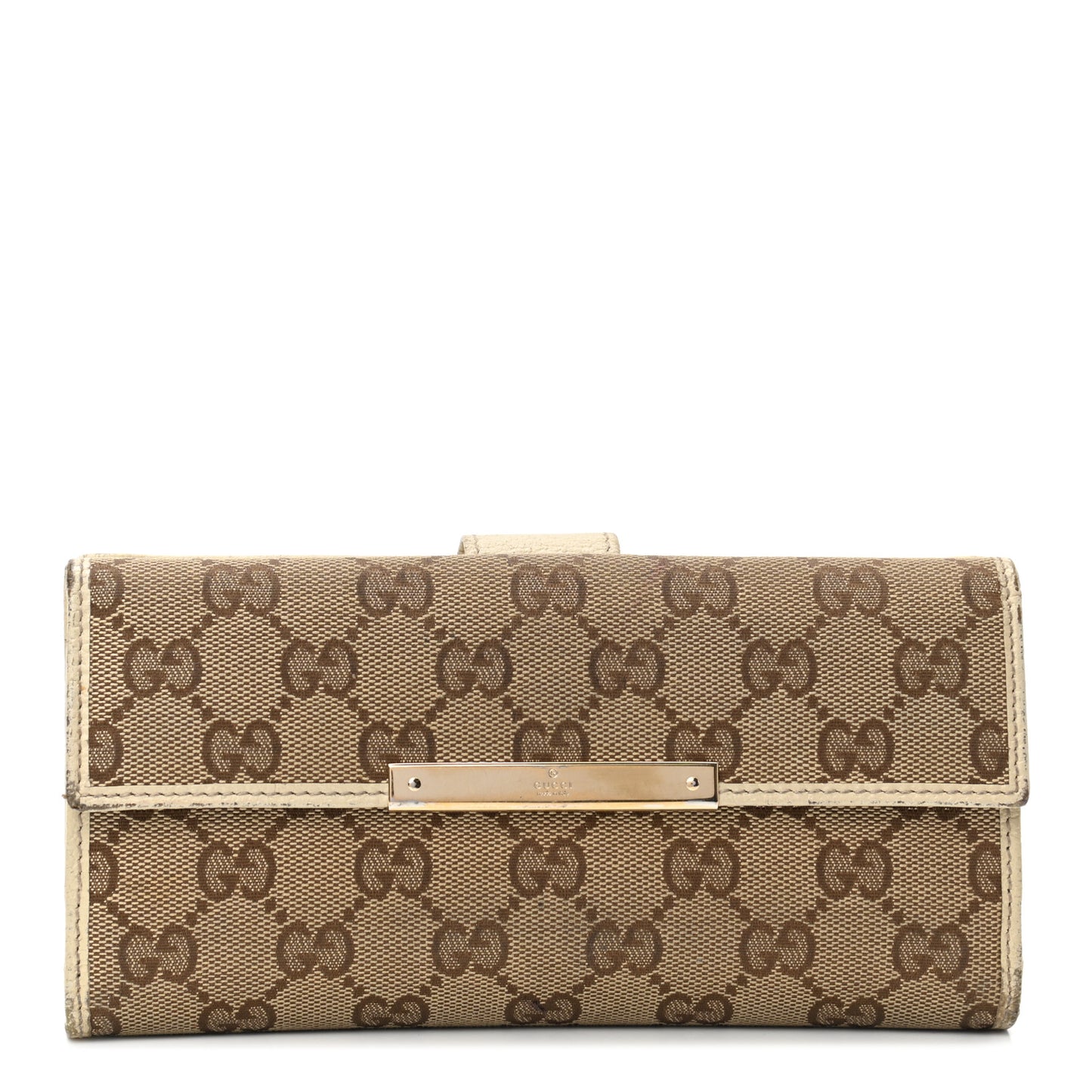 Monogram Metal Bar Continental Flap Wallet Off White