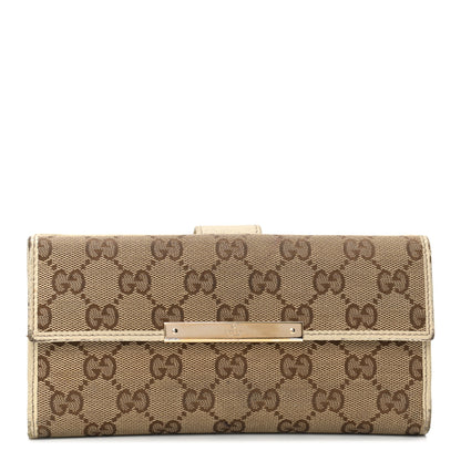 Gucci Monogram Metal Bar Continental Flap Wallet Off White 1 of 11