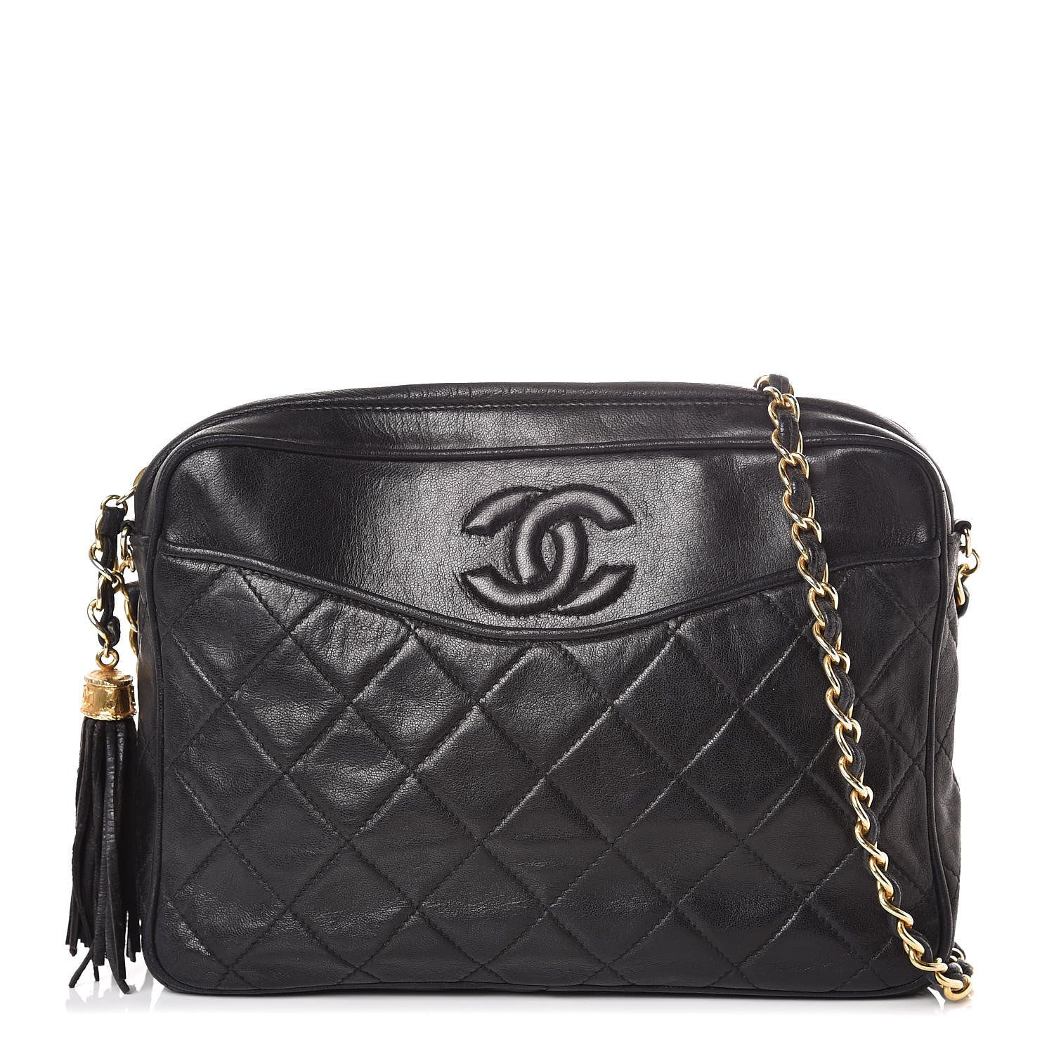 Chanel Lambskin Quilted CC Tassel Camera Case Black 1 of 11