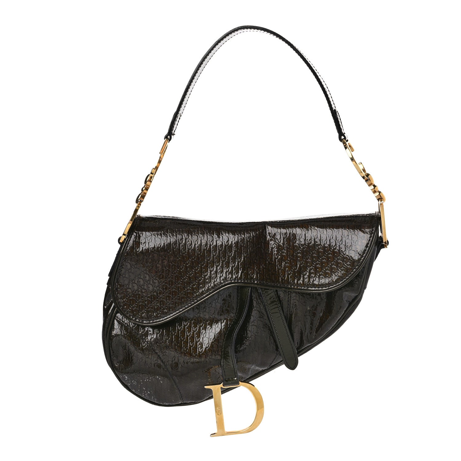 Christian Dior Patent Diorissimo Saddle Bag Green 1 of 10