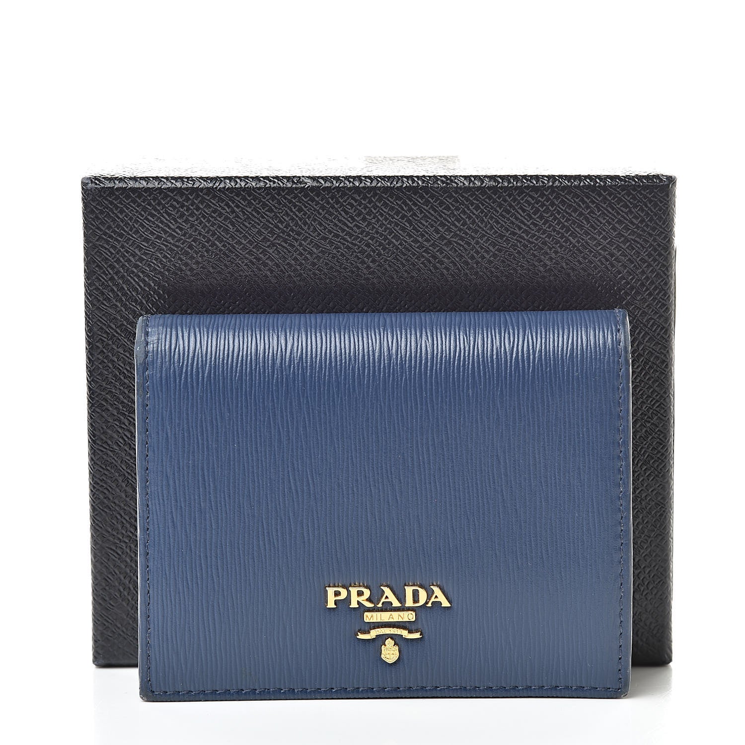 Prada Vitello Move Bi-Fold Wallet Bleuette 15 of 15