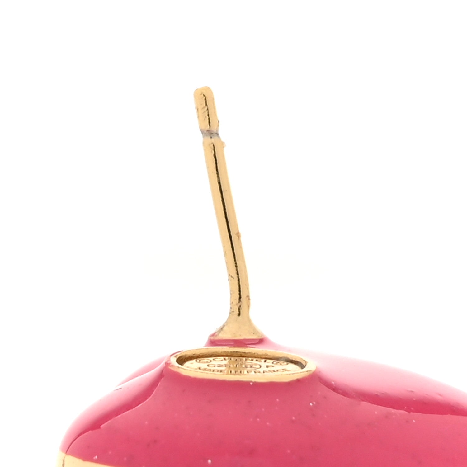 Chanel Resin Crystal CC Heart Earrings Gold Pink 5 of 5