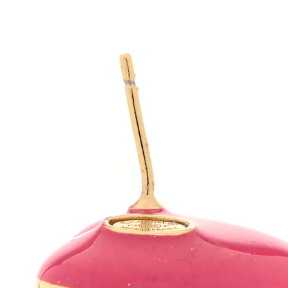 Chanel Resin Crystal CC Heart Earrings Gold Pink 5 of 5