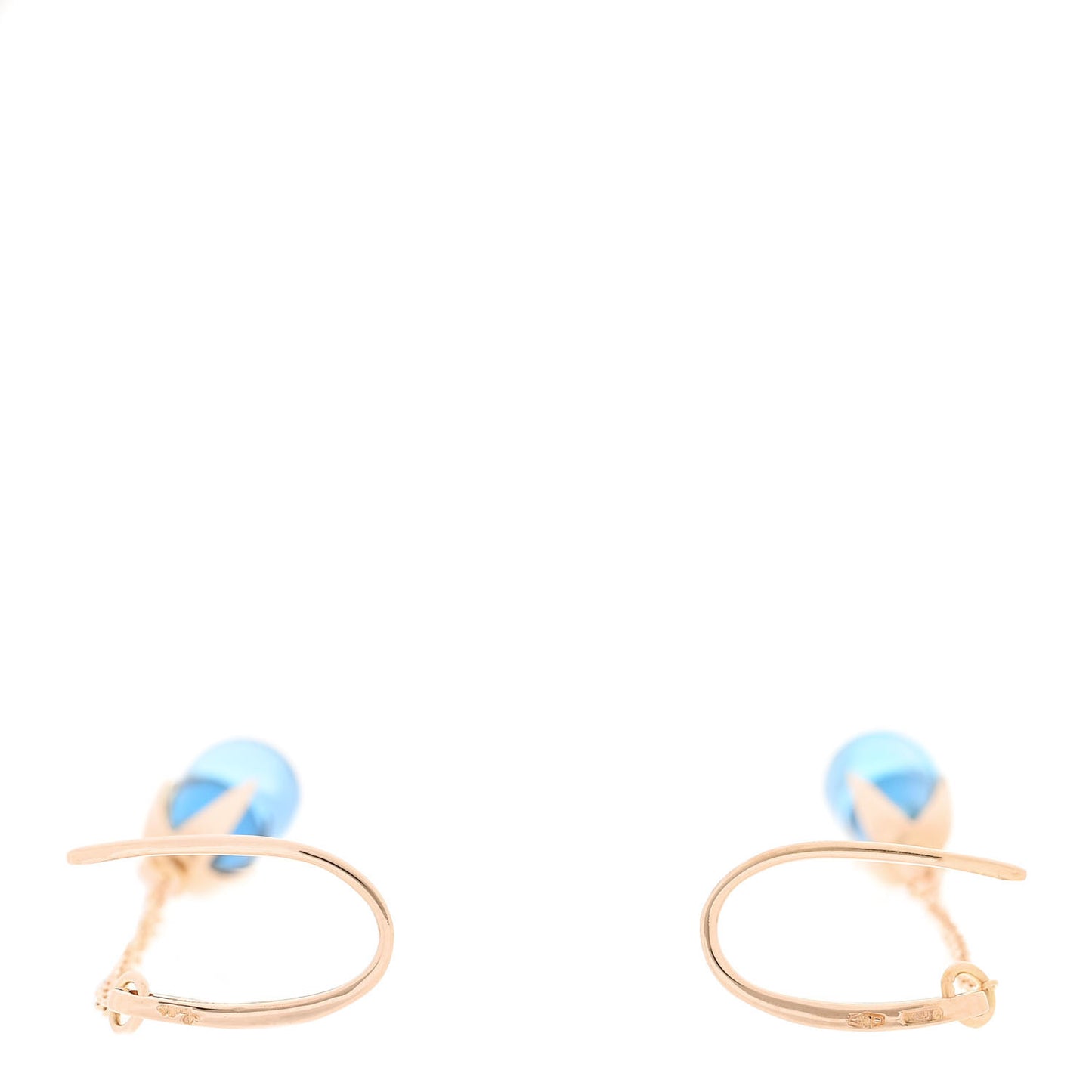 18K Rose Gold Blue Topaz Drop Earrings