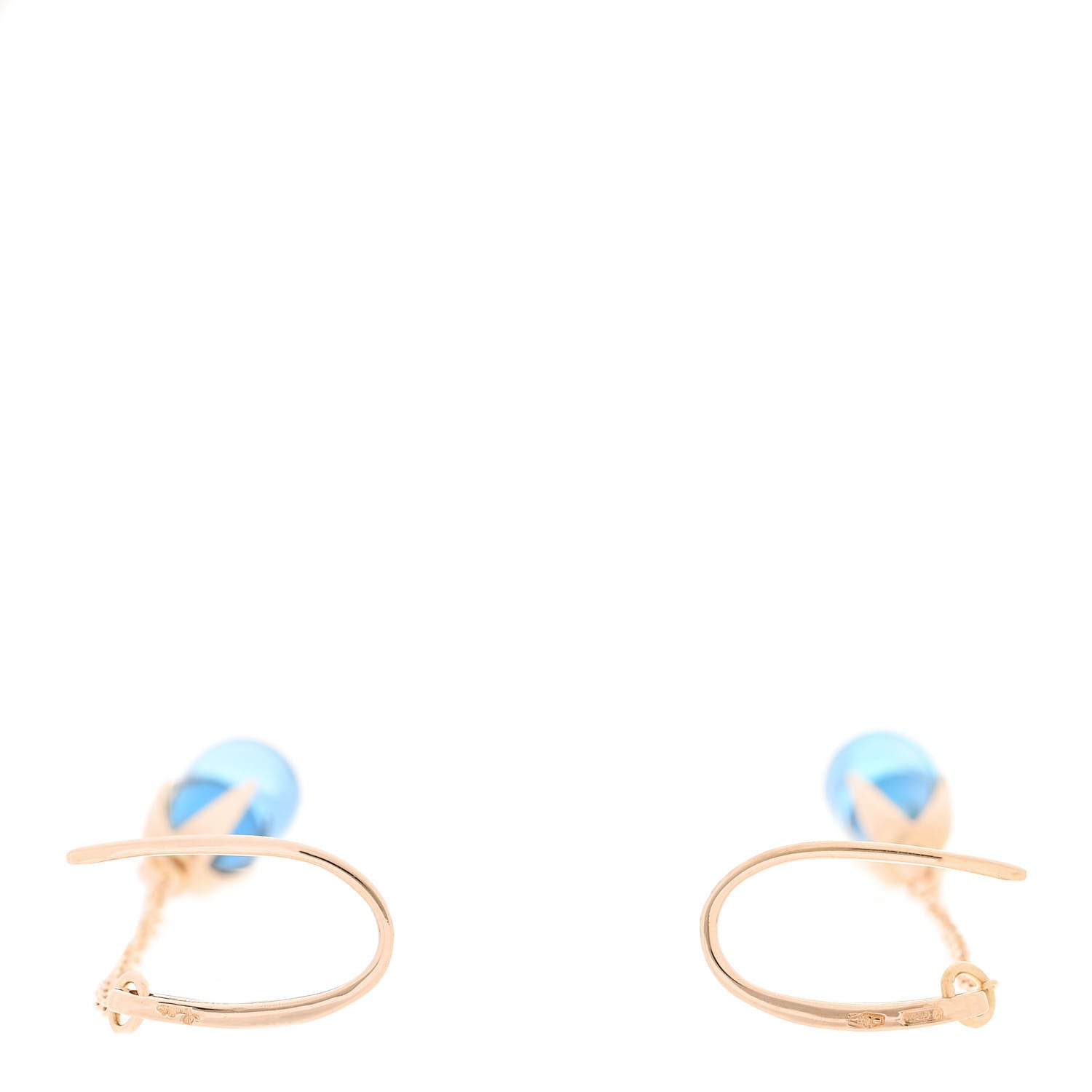 Pomellato 18K Rose Gold Blue Topaz Drop Earrings 3 of 6