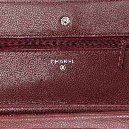 Chanel Caviar Quilted Wallet On Chain WOC Dark Red 5 of 15