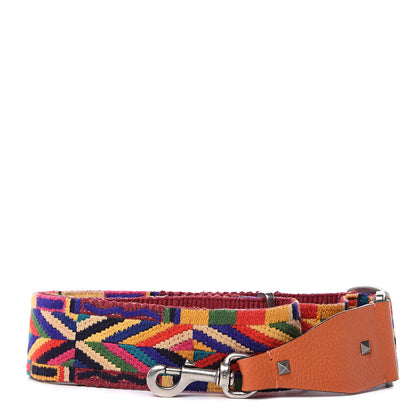 Valentino Garavani Canvas Geometric Embroidered Rockstud Guitar Strap Multicolor 1 of 6
