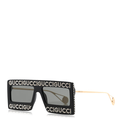 Gucci Acetate Crystal Mask-Frame Sunglasses GG0431S Black 1 of 7