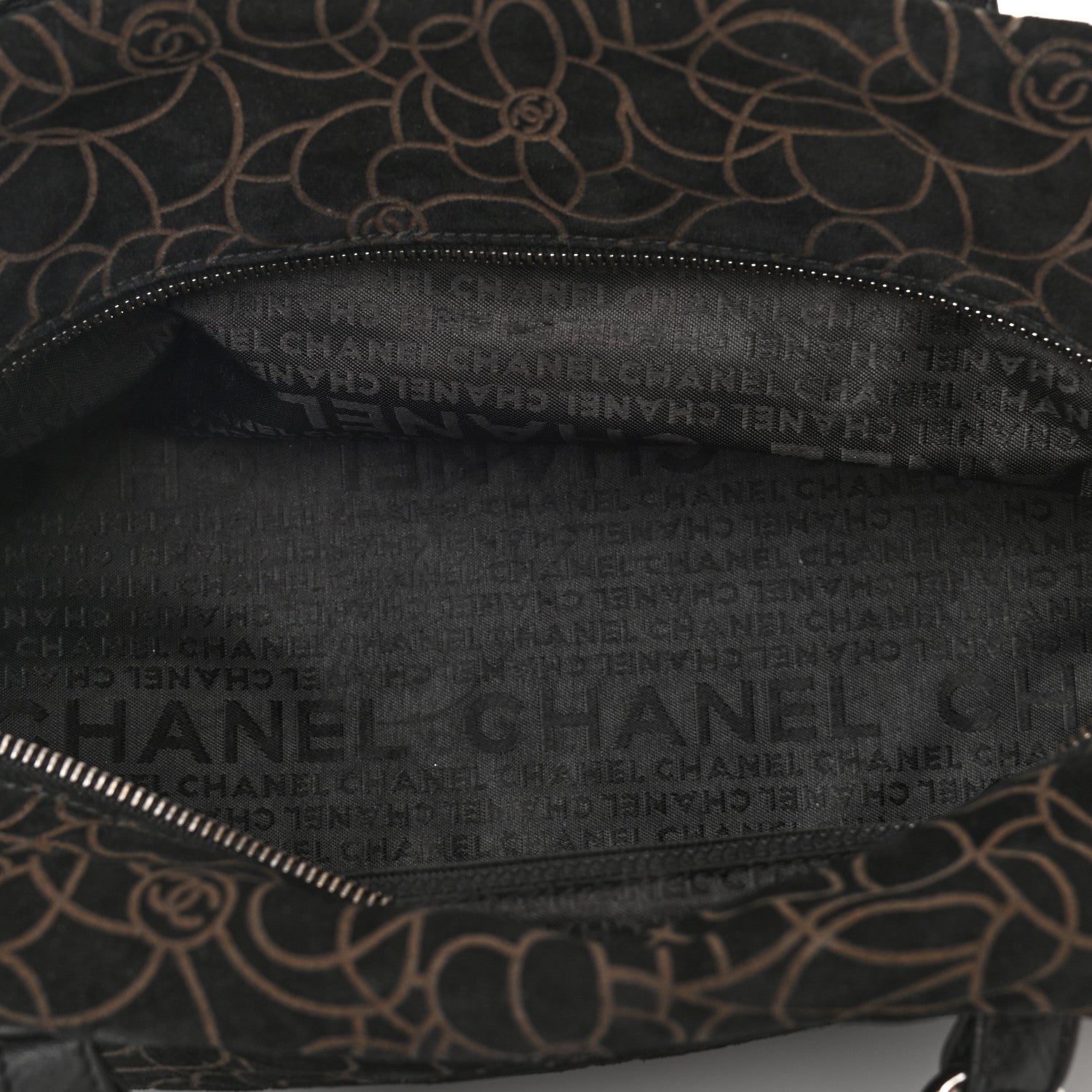 Chanel Suede Camellia Bowler Black 5 of 11