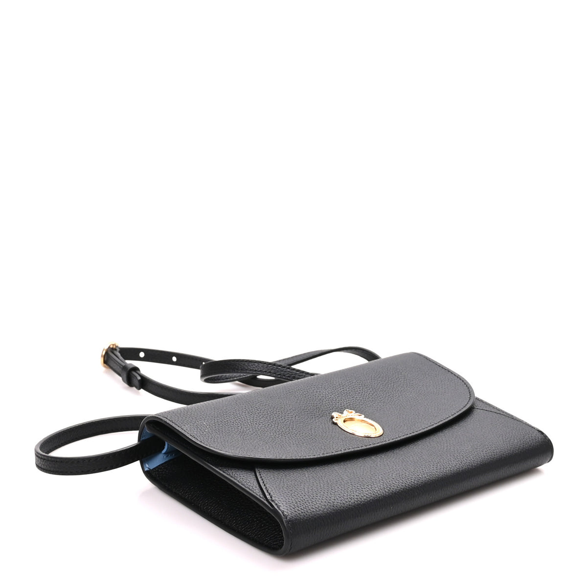 Christian Dior Grained Calfskin Medallion Envelope Pouch With Strap  Black Myosotis Blue 4 of 10