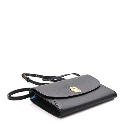 Christian Dior Grained Calfskin Medallion Envelope Pouch With Strap  Black Myosotis Blue 4 of 10