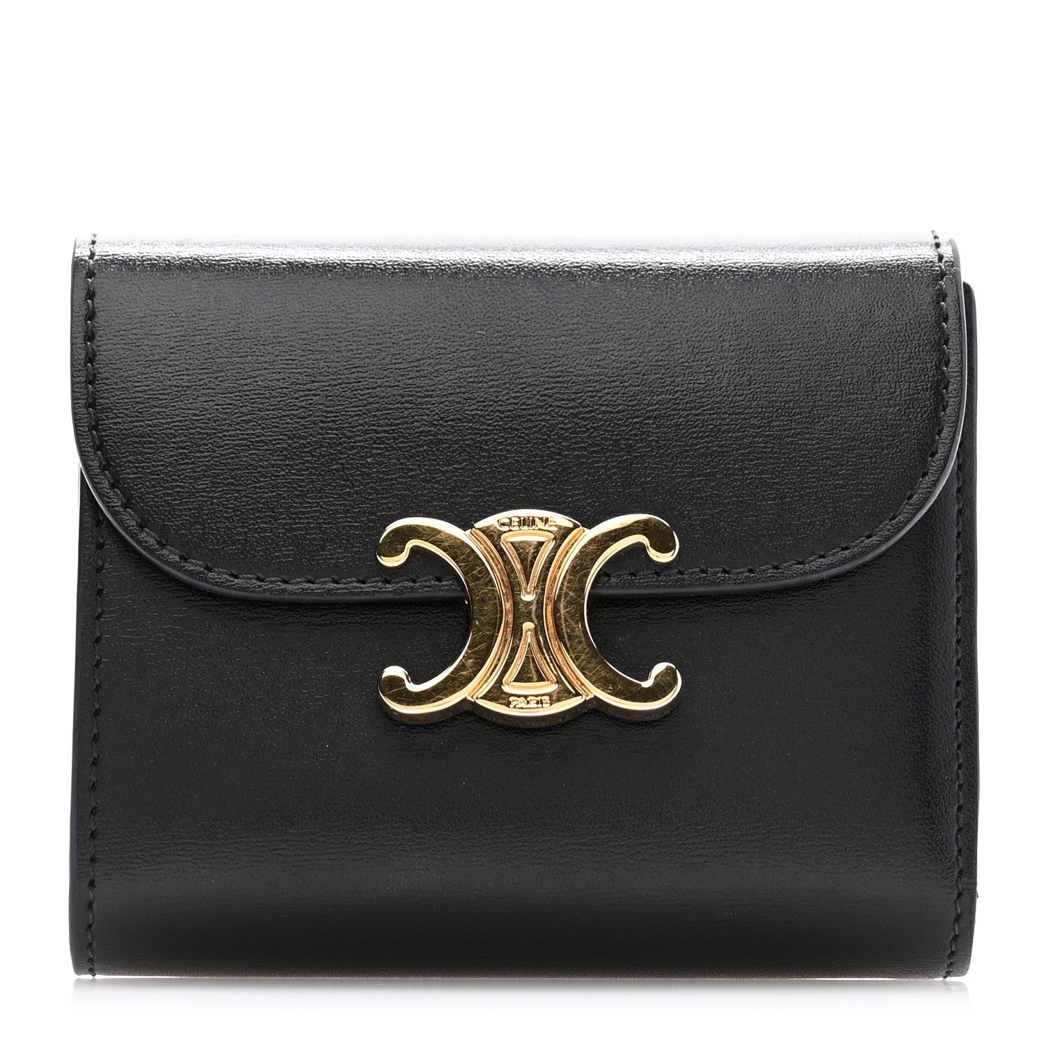 Celine Shiny Calfskin Small Triomphe Wallet Black 1 of 11