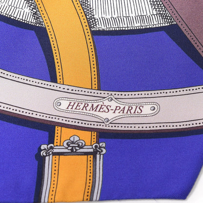 Hermes Silk Cavalcadour Maxi Twilly Indigo Vert Marron 2 of 4