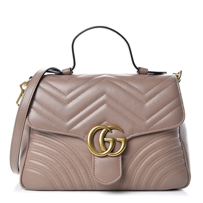 Gucci Calfskin Matelasse Small GG Marmont Top Handle Shoulder Bag Porcelain Rose 1 of 20