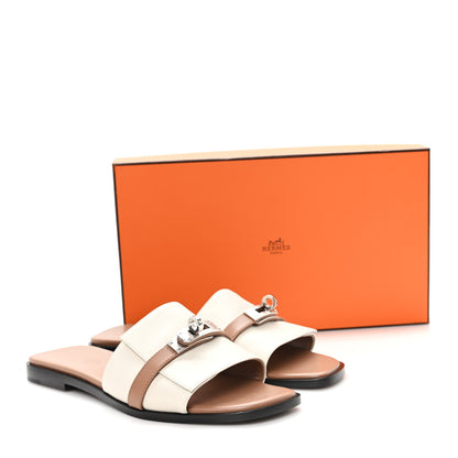 Hermes Calfskin Giulia Sandals 37 Beige Glaise 10 of 10