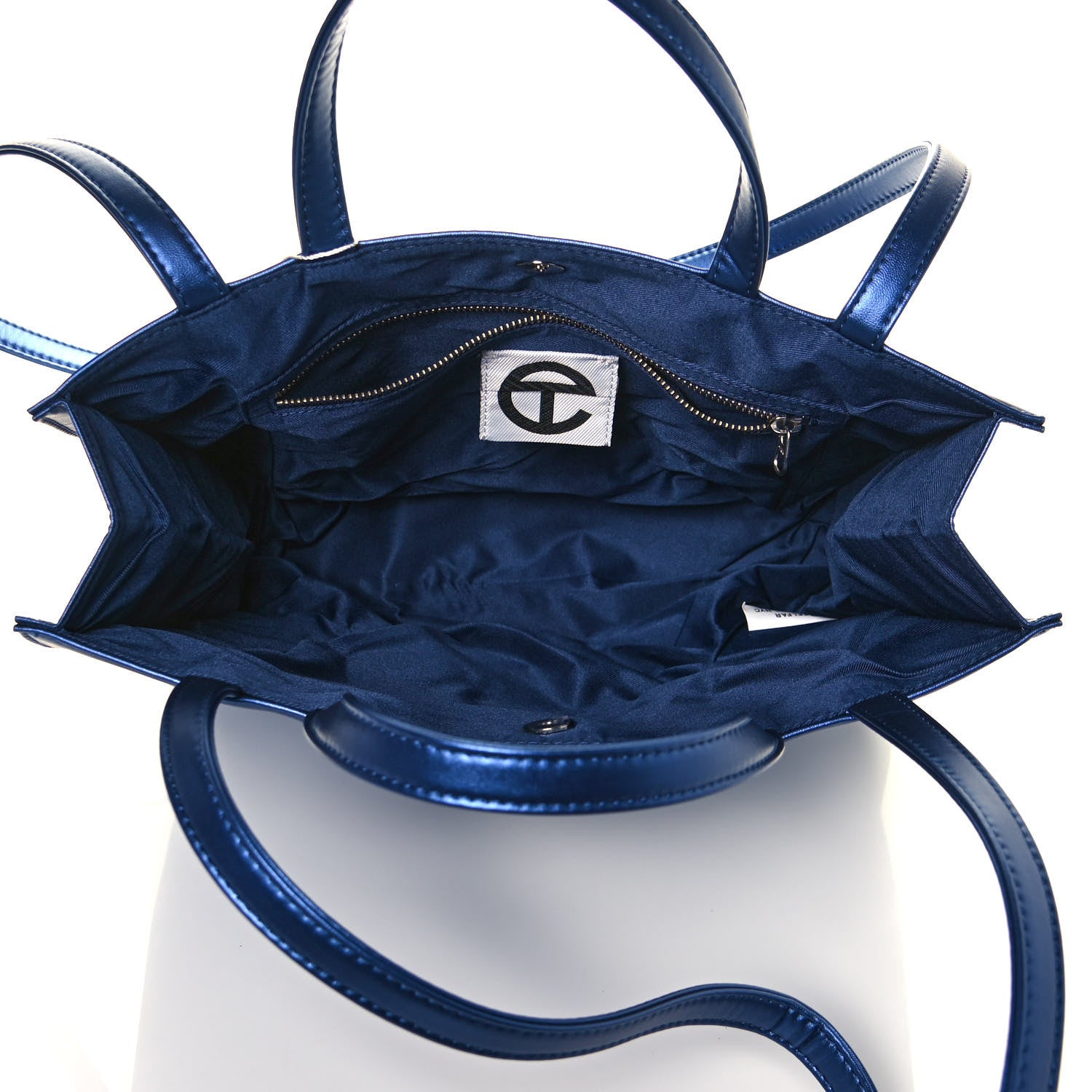 Telfar Metallic Vegan Leather Medium Shopping Bag Cobalt 5 of 13