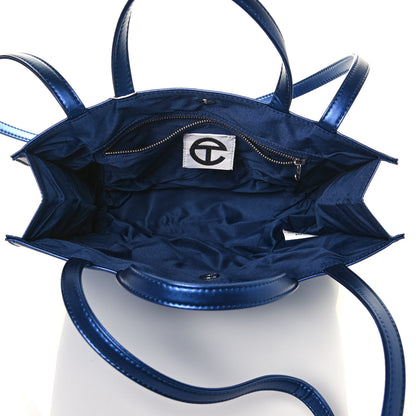 Telfar Metallic Vegan Leather Medium Shopping Bag Cobalt 5 of 13
