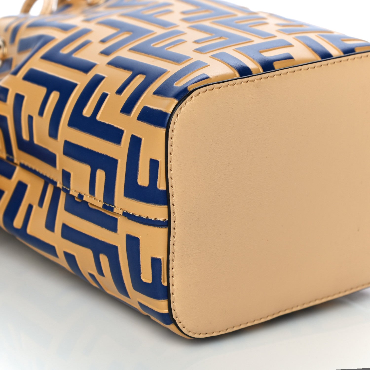 Fendi Vitello Liberty F is Fendi Bi-Color FF 1974 Embossed Mini Mon Tresor Bucket Bag Savana Blue Elettrico 11 of 18