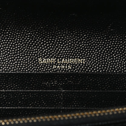 Saint Laurent Grain De Poudre Matelasse Chevron Monogram Flap Wallet Black 6 of 8