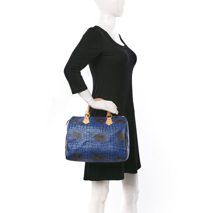 Louis Vuitton Monogram Kusama Town Speedy 30 Blue 2 of 12