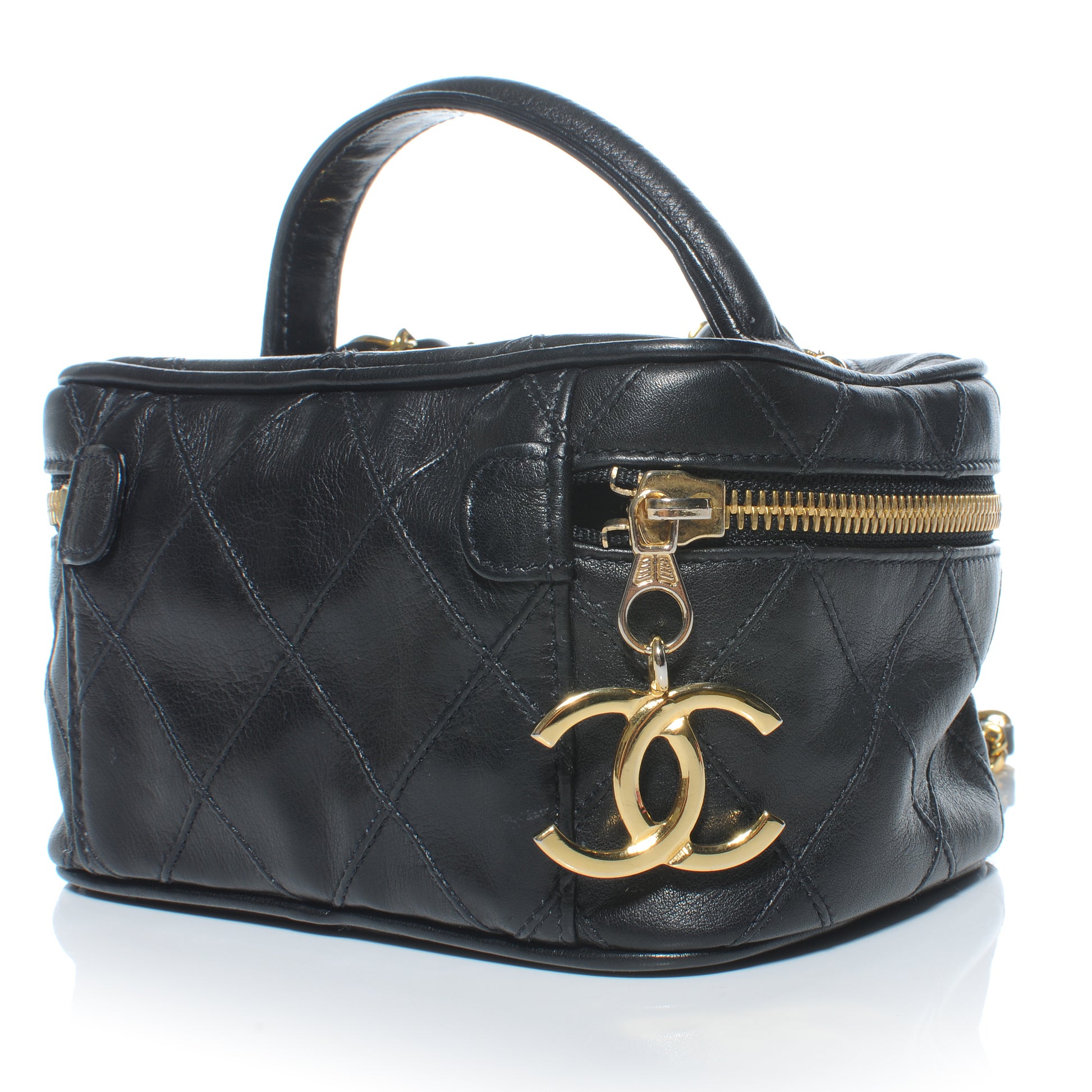 Chanel Calfskin Diamond Stitched Small Shoulder Bag Black 3 of 9