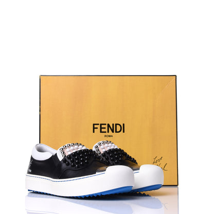 Fendi Calfskin Studded Karlito Slip On Sneaker 36 Black 11 of 11
