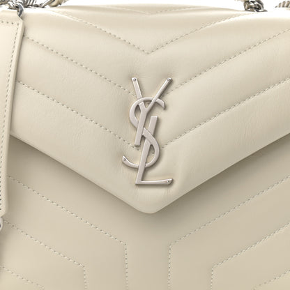 Saint Laurent Calfskin Y Quilted Monogram Small Loulou Chain Satchel Ivory 9 of 11