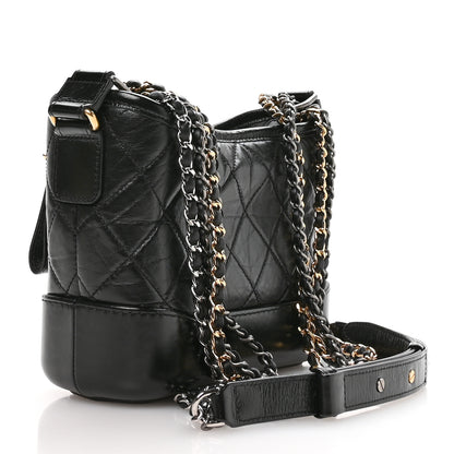 Chanel Aged Calfskin Quilted Small Gabrielle Logo Hobo Black 3 of 10