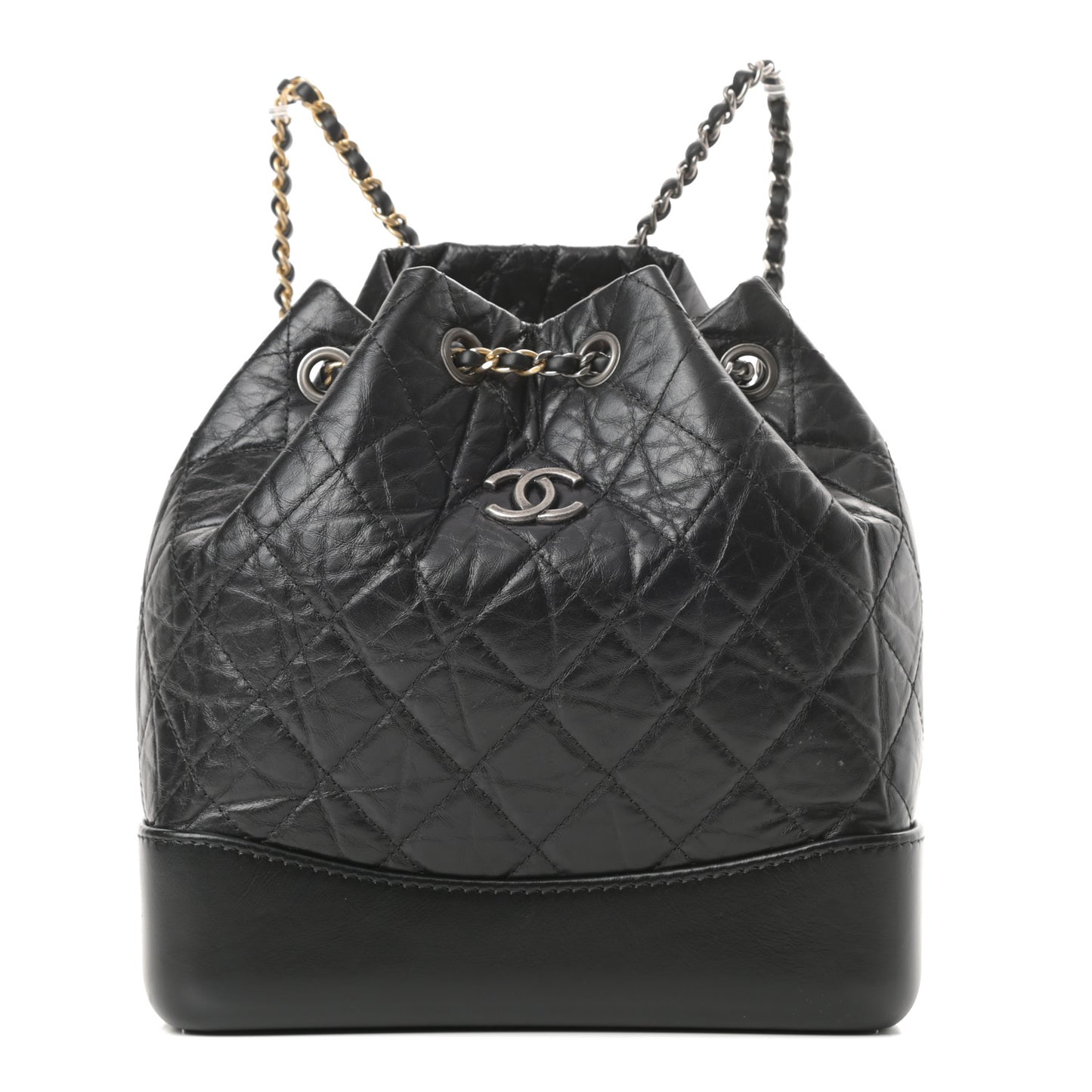 Aged Calfskin Quilted Small Gabrielle Backpack Black