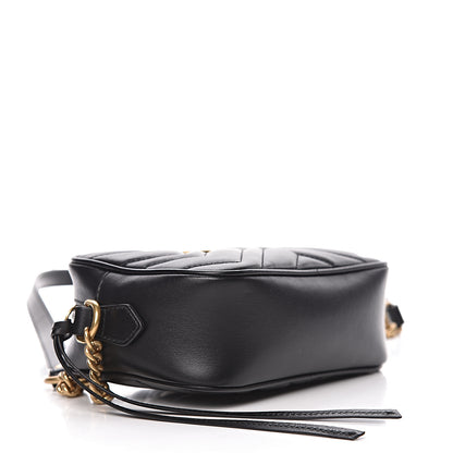 Gucci Calfskin Matelasse Mini GG Marmont Chain Shoulder Bag Black 4 of 12