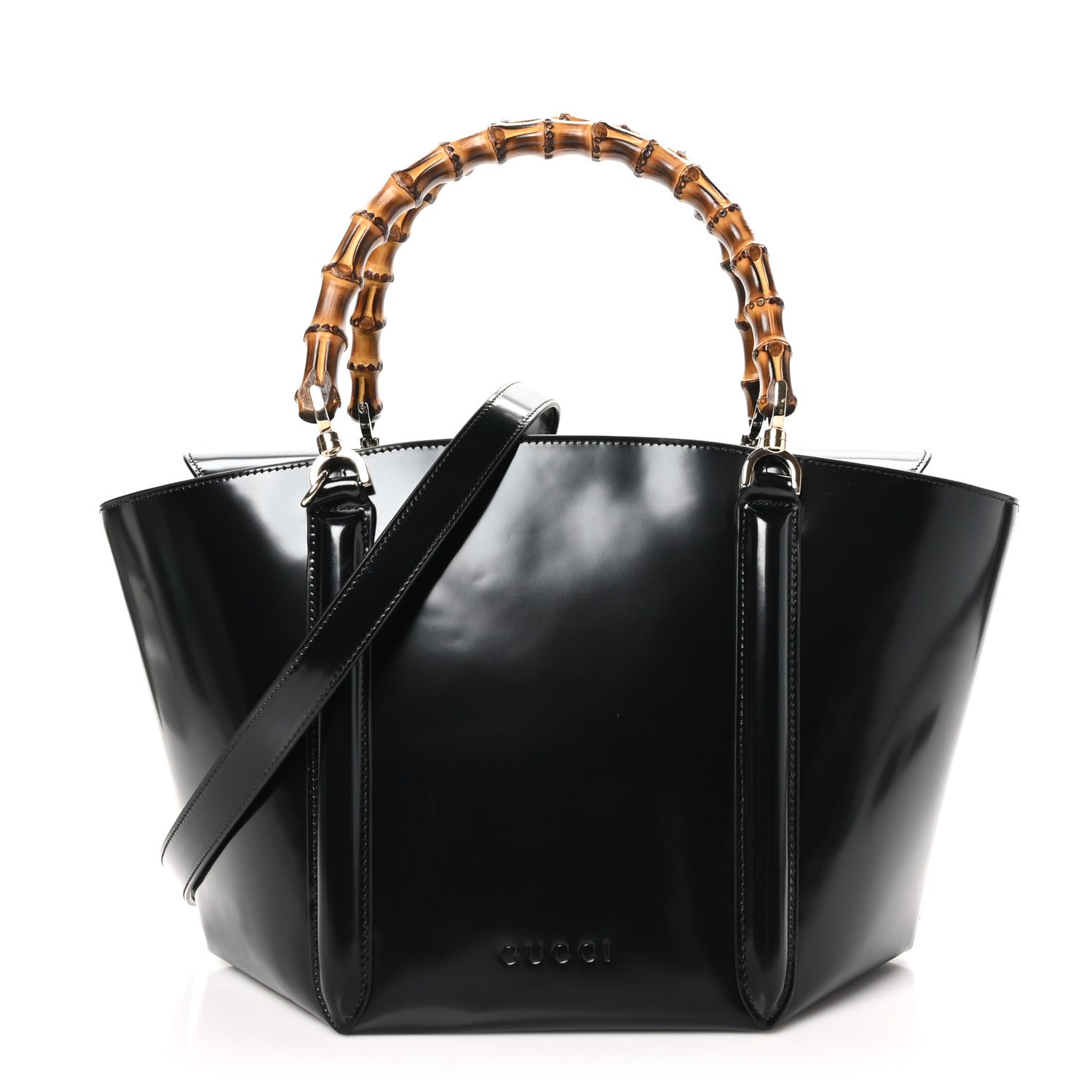 Gucci Spice Lux Nappa Bamboo Basket Bag Black 1 of 9