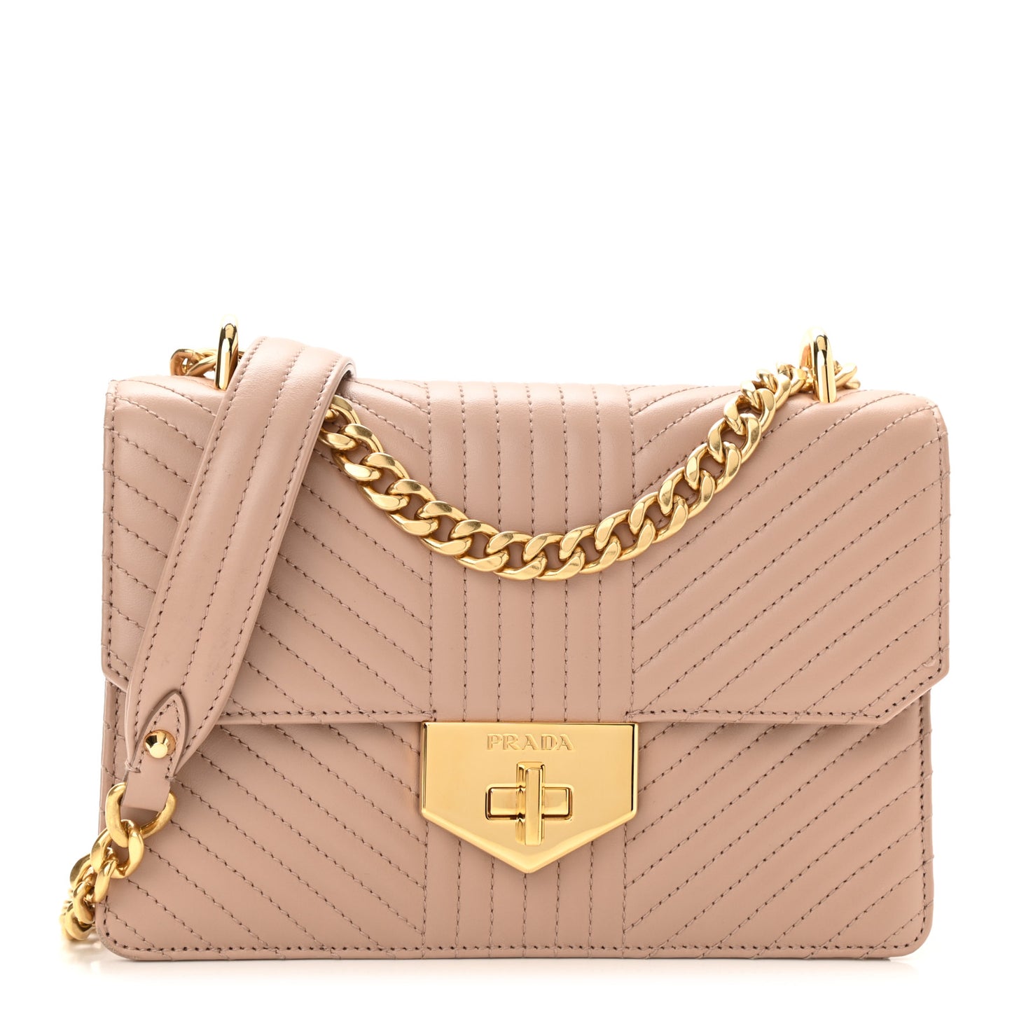 Nappa Quilted Lock Shoulder Bag Cammeo