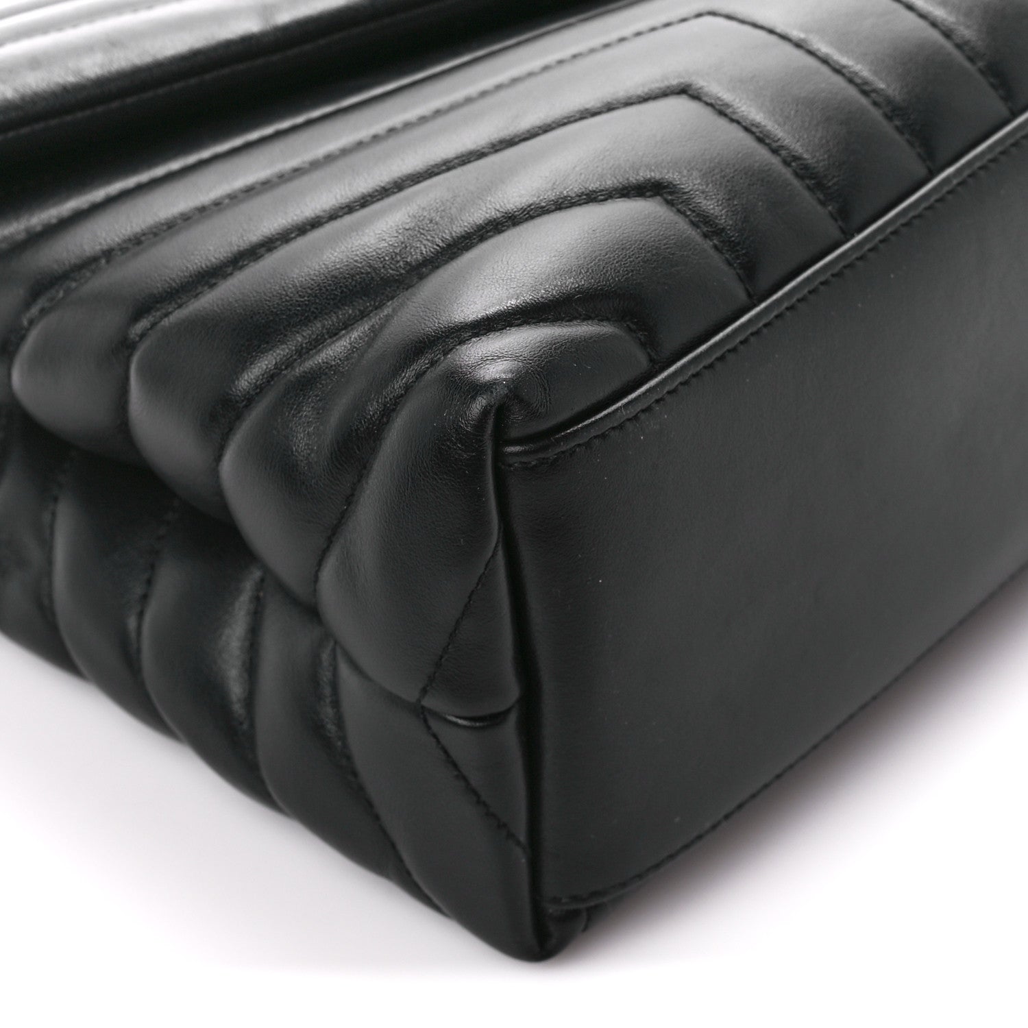 Saint Laurent Calfskin Y Quilted Monogram Monochrome Medium Loulou Chain Satchel Black 10 of 12