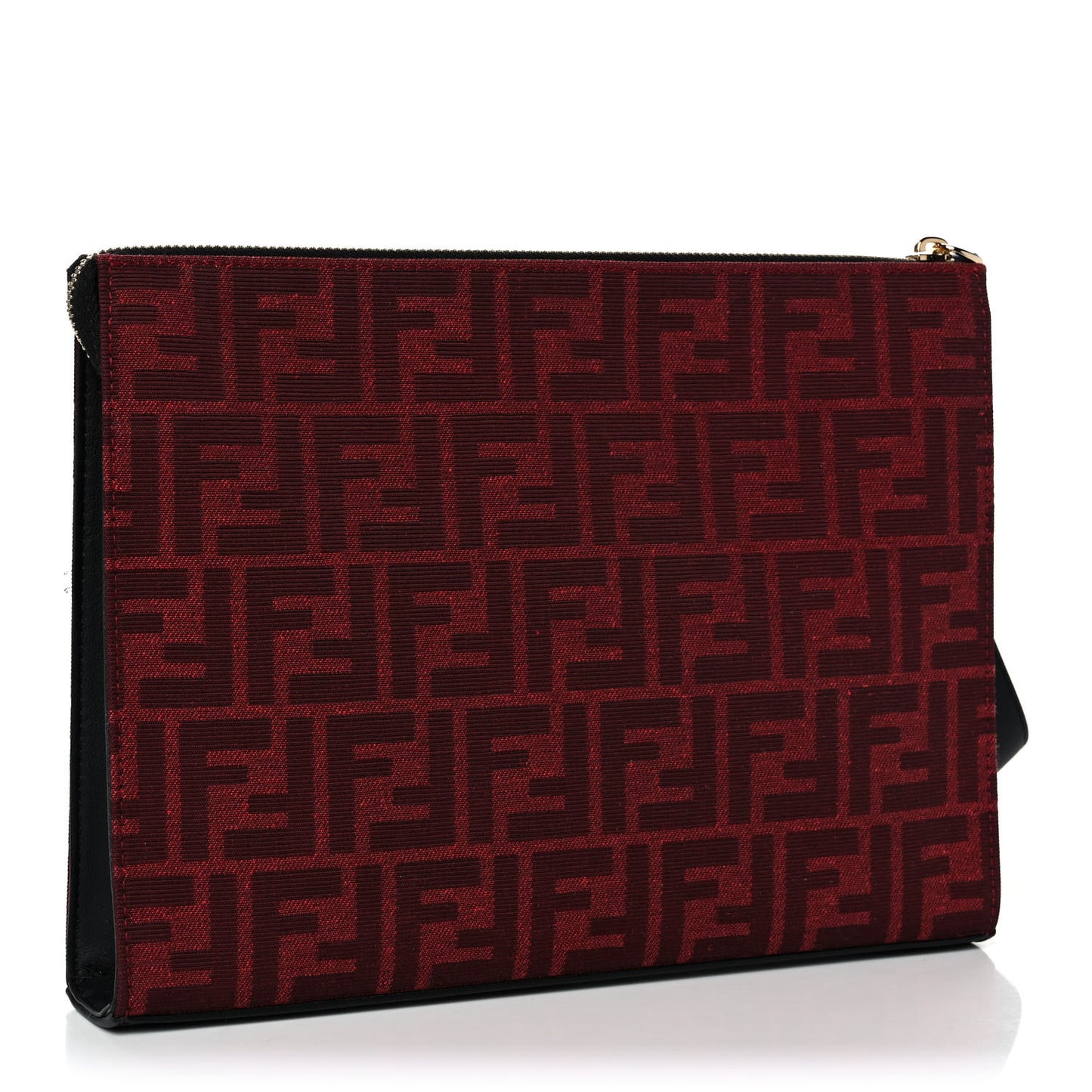 Fabric Jacquard FF Clutch Bag Rosso Marlboro Black