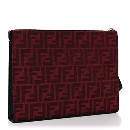 Fendi Fabric Jacquard FF Clutch Bag Rosso Marlboro Black 3 of 10