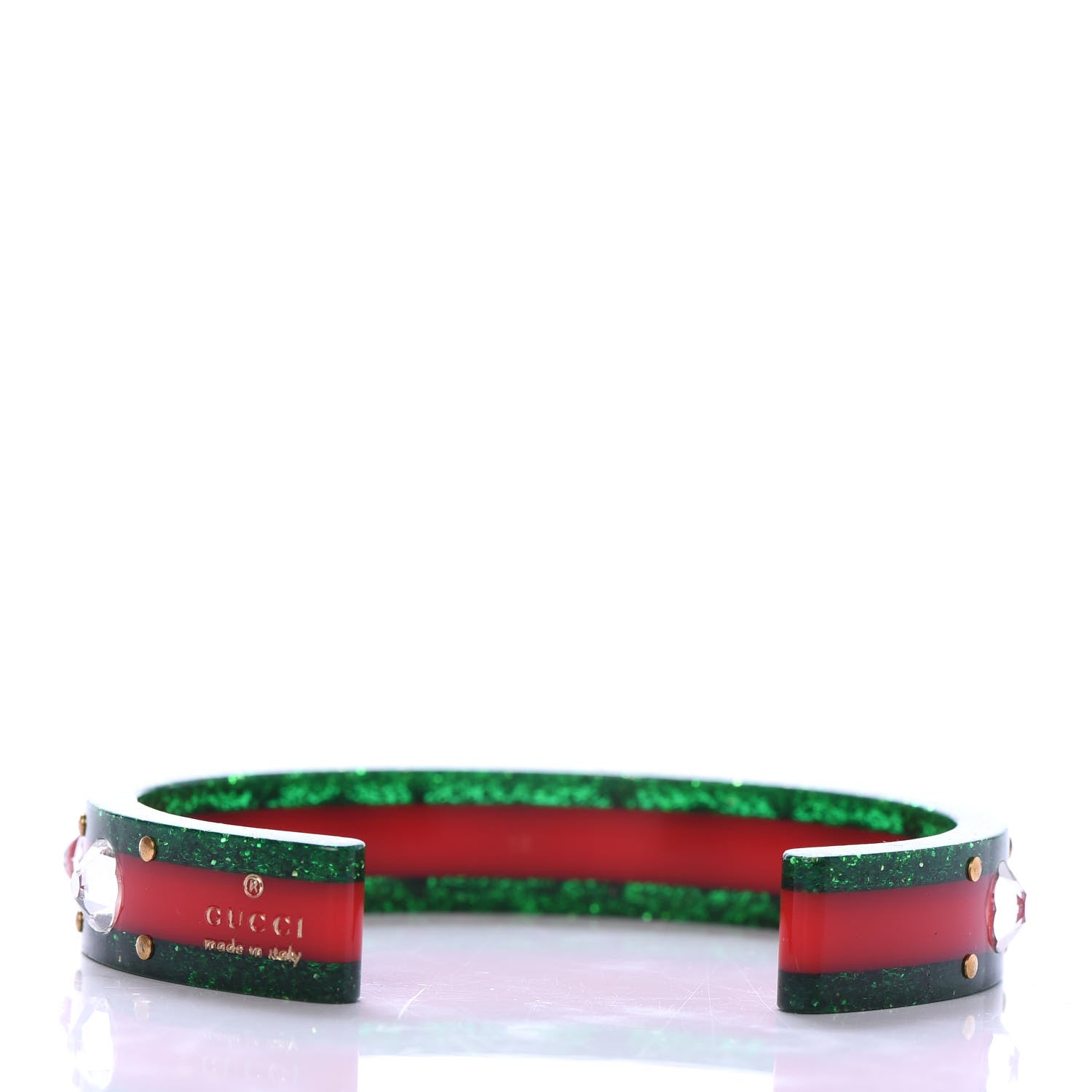Gucci Crystal Web Cuff 18 Green Red 3 of 5