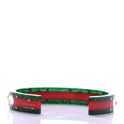 Gucci Crystal Web Cuff 18 Green Red 3 of 5