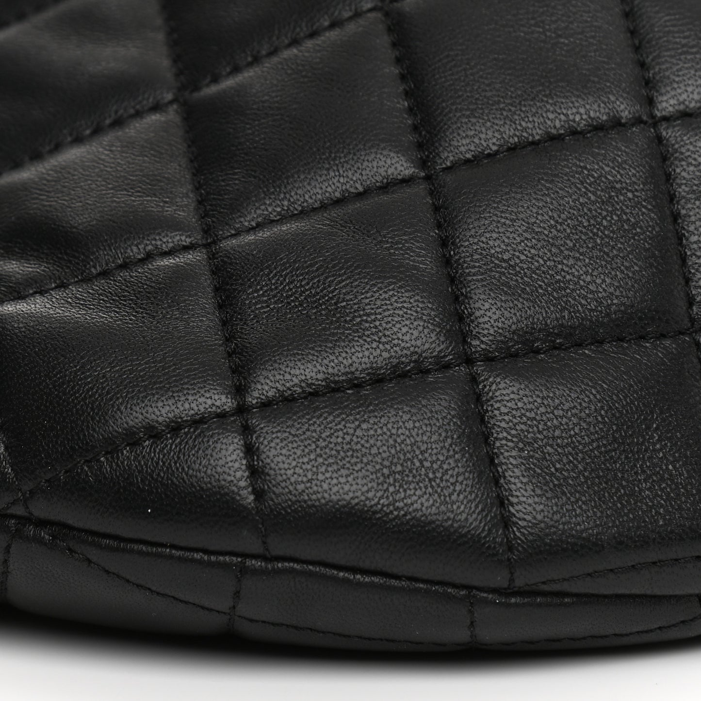 Lambskin Pearl Quilted CC Belt Bag Black
