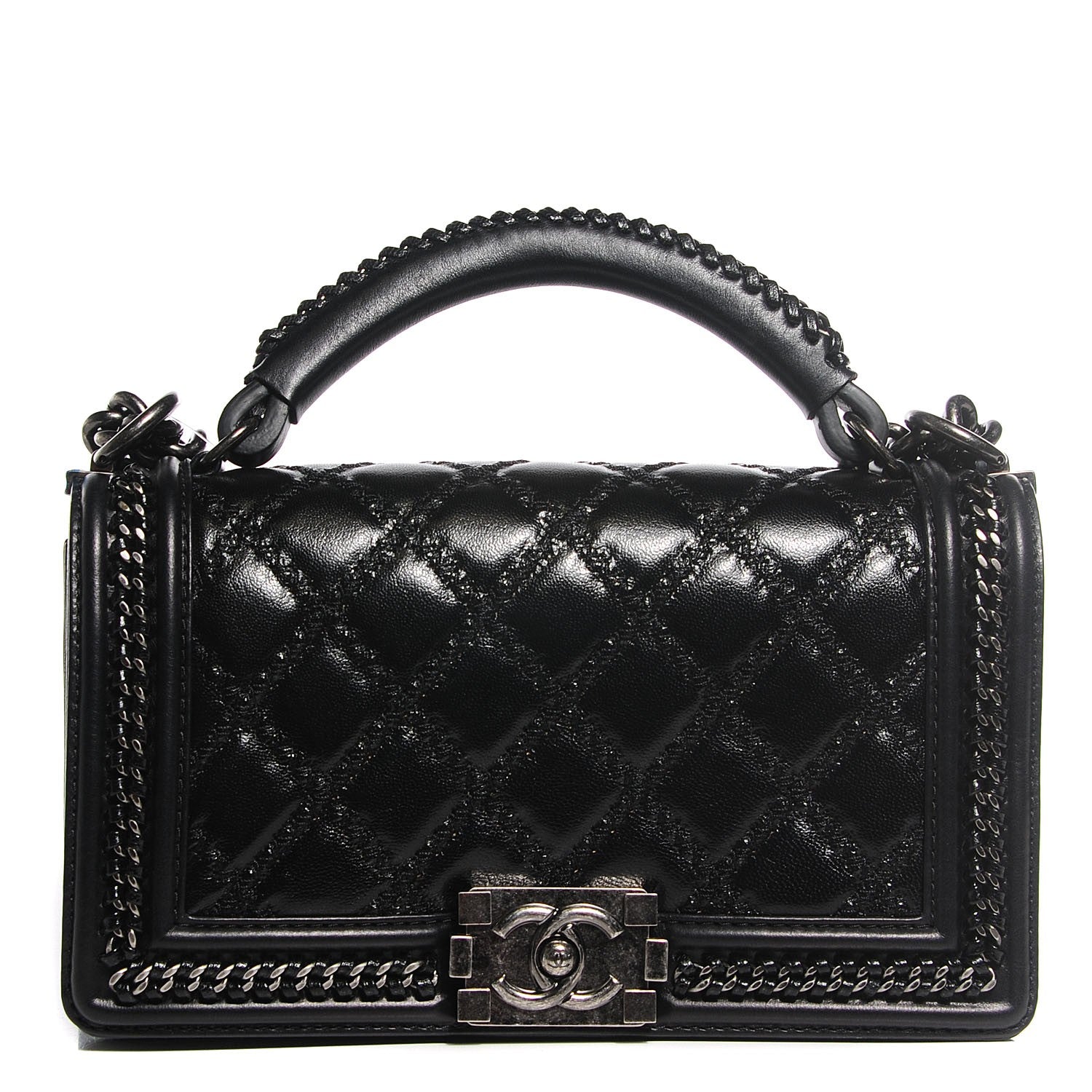 Chanel Goatskin Quilted Medium Boy Handle Flap Black 1 of 9