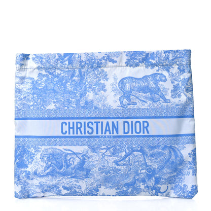 Christian Dior Reverse Technical Fabric Toile De Jouy Diortravel Zipped Pouch Fluorescent Blue 1 of 10