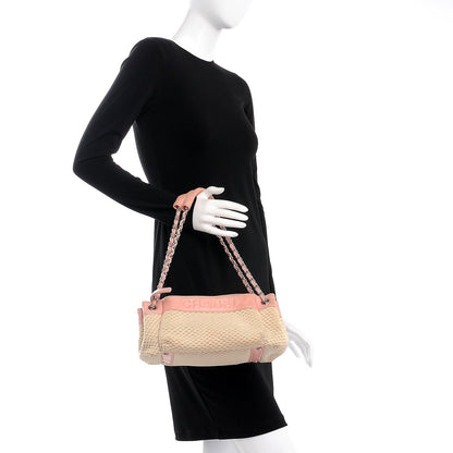 Chanel Canvas Woven Lambskin Lax Accordion Hobo Pink 2 of 14